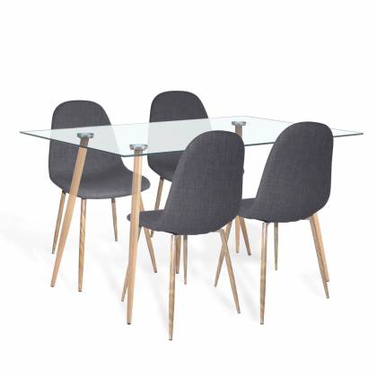 PACK MESA DE COMEDOR FOREST 140 CM Y SILLA TAPIZADA CORO ANTRACITA - Conjuntos Mesa y Sillas 