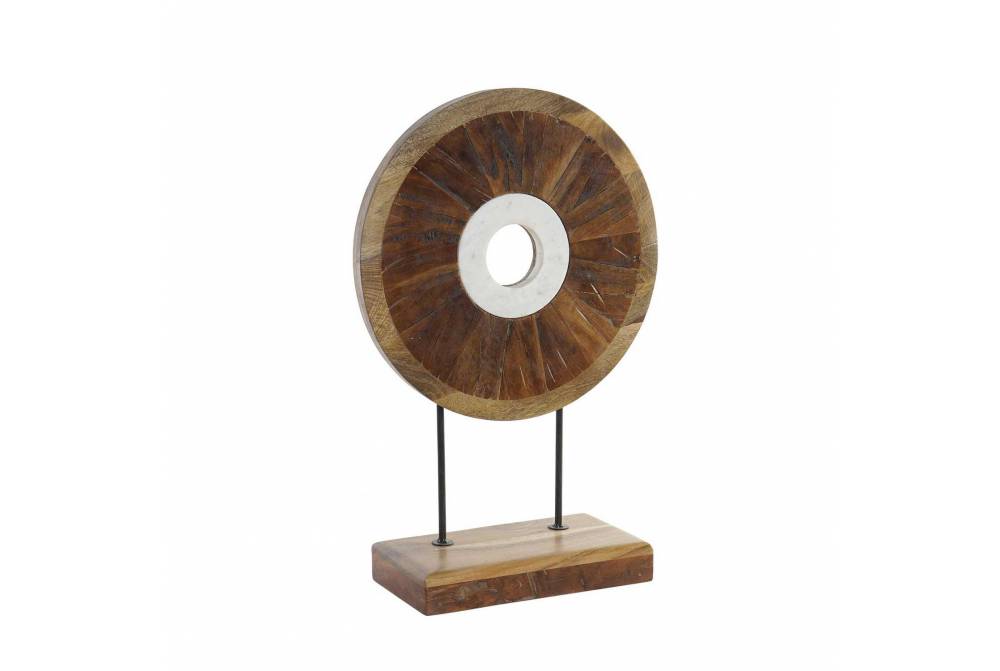 FIGURA MANGO MARMOL CIRCULO MARRON 40X15X60