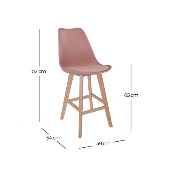 TABURETE MEDIO NEW TOWER WOOD NUDE - Taburetes de bar 